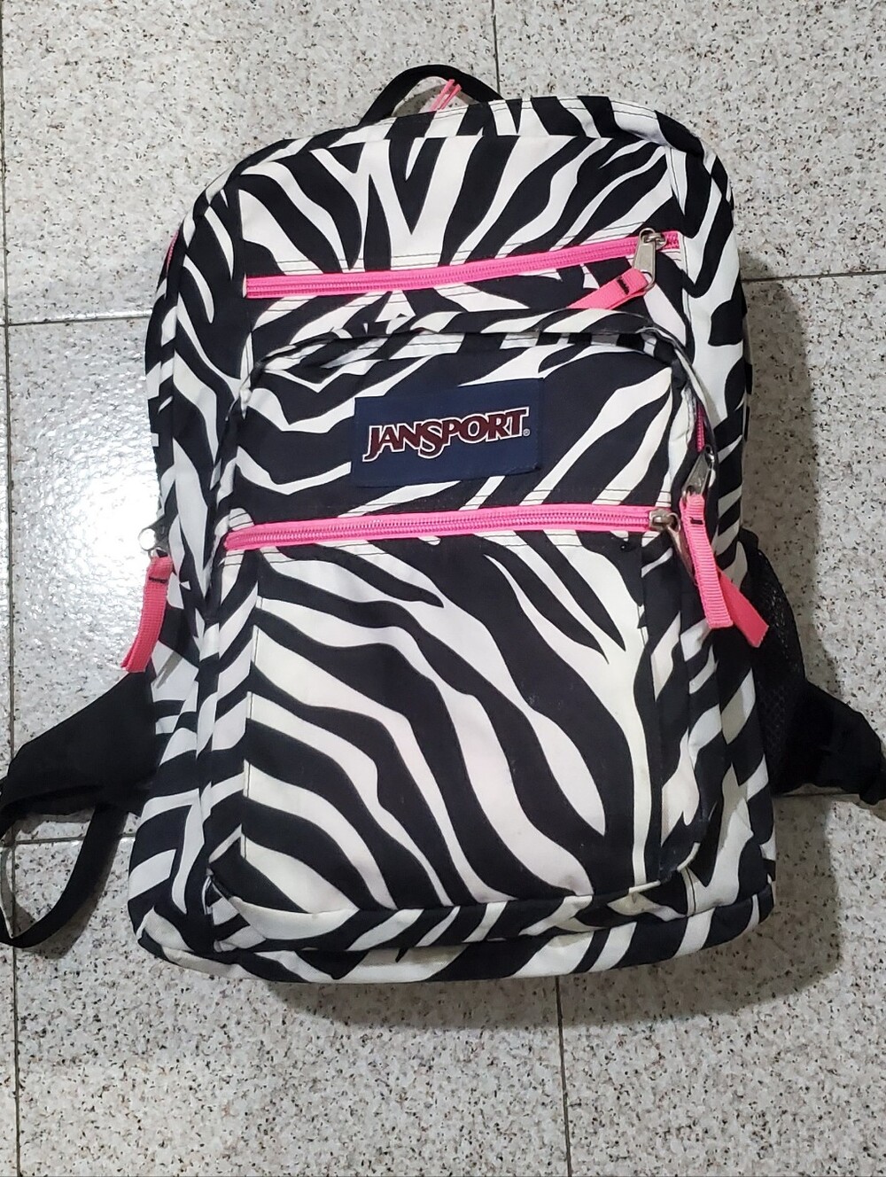 JanSport Women's Zebra Print Backpack with Pink Accents